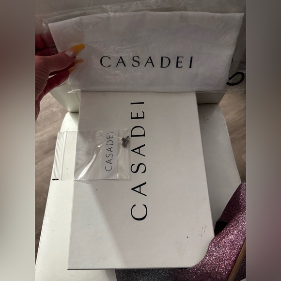 Authentic Casadei Blade Glitter Pink and Silver Heels-Retails for $995 - Picture 7 of 9